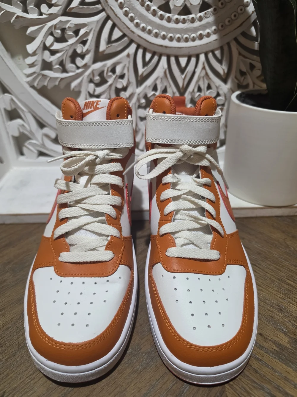 Nike Kids' Orange and White High-Top Sneakers 7Y NWOT